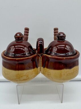 Vintage 1979 Houston Foods Taiwan Double Condiment Server Set